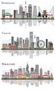 Tianjin, Nanjing and Dongguan China City Skyline Set