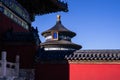 Tiantan Temple silhouetted against a clear blue sky