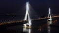 Tianxingzhou Yangtze River Bridge in the evening illumination, Wuhan Royalty Free Stock Photo