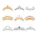 tiara crown set cartoon vector illustration Royalty Free Stock Photo