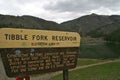 Tibble Fork reservoir and sign, Utah Royalty Free Stock Photo