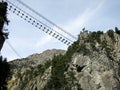 The Tibetan Bridge (Ponte Tibetano Cesana Claviere) in Claviere, ITALY. The longest Tibetan bridge in the world