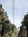 The Tibetan Bridge (Ponte Tibetano Cesana Claviere) in Claviere, ITALY. The longest Tibetan bridge in the world