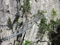 The Tibetan Bridge (Ponte Tibetano Cesana Claviere) in Claviere, ITALY. The longest Tibetan bridge in the world