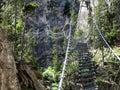 The Tibetan Bridge (Ponte Tibetano Cesana Claviere) in Claviere, ITALY. The longest Tibetan bridge in the world