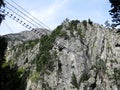 The Tibetan Bridge (Ponte Tibetano Cesana Claviere) in Claviere, ITALY. The longest Tibetan bridge in the world