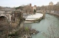 Tiber Island in Rome and the old broken bridge