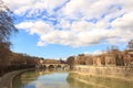 The Tiber River, Bridge Sisto. Rome, Italy Royalty Free Stock Photo