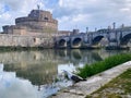 The Tiber river and The Castle of the Holy Angel and the bridge of angels