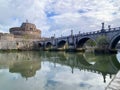 The Tiber river and The Castle of the Holy Angel and the bridge of angels