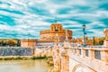 The Tiber River, Ponte Sant`Angelo Bridge, Sant`Angelo Castle. Rome, Italy Royalty Free Stock Photo