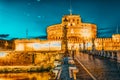 The Tiber River, Ponte Sant`Angelo Bridge, Sant`Angelo Castle. Rome, Italy Royalty Free Stock Photo
