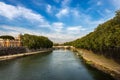 Tiber River in Rome downtown - Bridge Umberto I Royalty Free Stock Photo