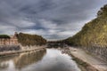 Tiber river in Rome (Italy). Cloudy day, nice reflections. (HDR) Royalty Free Stock Photo