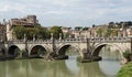 Tiber River and Saint Angel Bridge seen from Castel San angelo Royalty Free Stock Photo