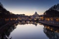 Tiber River, San Pietro and Sant`Angelo bridge. Rome cityscape a Royalty Free Stock Photo