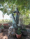 A bronze statue standing in the courtyard of the Church of the Primacy of Saint Peter located on the shores of the Sea of Galilee Royalty Free Stock Photo