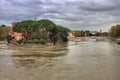 Tiberina island during the flood of the river Tevere