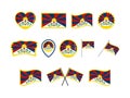 Flag of Tibet icon set vector isolated on a white background Royalty Free Stock Photo