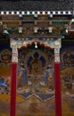 Tibet Buddhism Mural inside Building of Thiksey Monastery with Mountain background