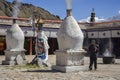 Tibet - Buddhist pilgrim in Lhasa Royalty Free Stock Photo