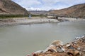 Tibet, China, June, 04, 2018. High mountain river in Tibet on the way to La Chen La pass in June Royalty Free Stock Photo