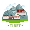 Tibet country design template Flat cartoon style w