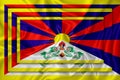 Tibet flag on background texture. Three flags are superimposed on each other. The concept of design solutions. 3D-rendering