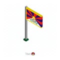 Tibet Flag on Flagpole in Isometric dimension