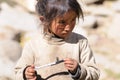 Tibet girl prayer in jokhang temple