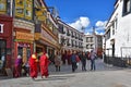 Tibet, Lhasa, China, June, 02, 2018. Buddhists make Kora around the Jokhang Temple
