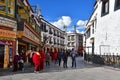 Tibet, Lhasa, China, June, 02, 2018. Buddhists make Kora around the Jokhang Temple