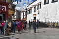 Tibet, Lhasa, China, June, 02, 2018. Buddhists make Kora around the Jokhang Temple