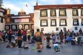 Tibet, Lhasa, China, October, 04, 2013. Buddhists make prostration (prostration)