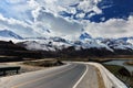 Tibet Long way ahead with high mountain in front Royalty Free Stock Photo