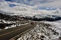 Tibet Long way ahead with high mountain in front Royalty Free Stock Photo