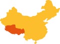 Tibet map in china map