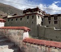 Tibet monastery and landscape near the Himalayas Mountains Royalty Free Stock Photo