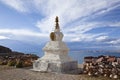 Tibet: stupa by namtso lake Royalty Free Stock Photo