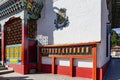 Tibetan bells in front of Tibetan Buddhism Temple entrance in Sikkim, India