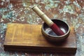 Tibetan bowl with stick Royalty Free Stock Photo