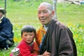 Tibetan Boys And his grandfather