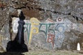 Tibetan Buddhist mantras on the rock Royalty Free Stock Photo