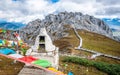 Tibetan Buddhist offering burning place and Shika snow mountain summit view in Shangri-La Yunnan China Royalty Free Stock Photo