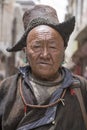 Tibetan Buddhist old man on the streets in Leh. Ladakh, North India