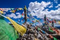 Tibetan buddhist prayer flags on mountain