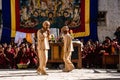 Tibetan Buddhist ritual fool dancers at the Tiji festival in Nepal