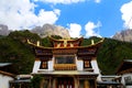 Tibetan Buddhist temple in Zagana , A Tibetan village surrounded by mountains Royalty Free Stock Photo