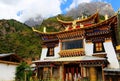 Tibetan Buddhist temple in Zagana , A Tibetan village surrounded by mountains Royalty Free Stock Photo