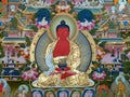 Tibetan Buddhist thangka, traditional painting depicting Buddha Royalty Free Stock Photo